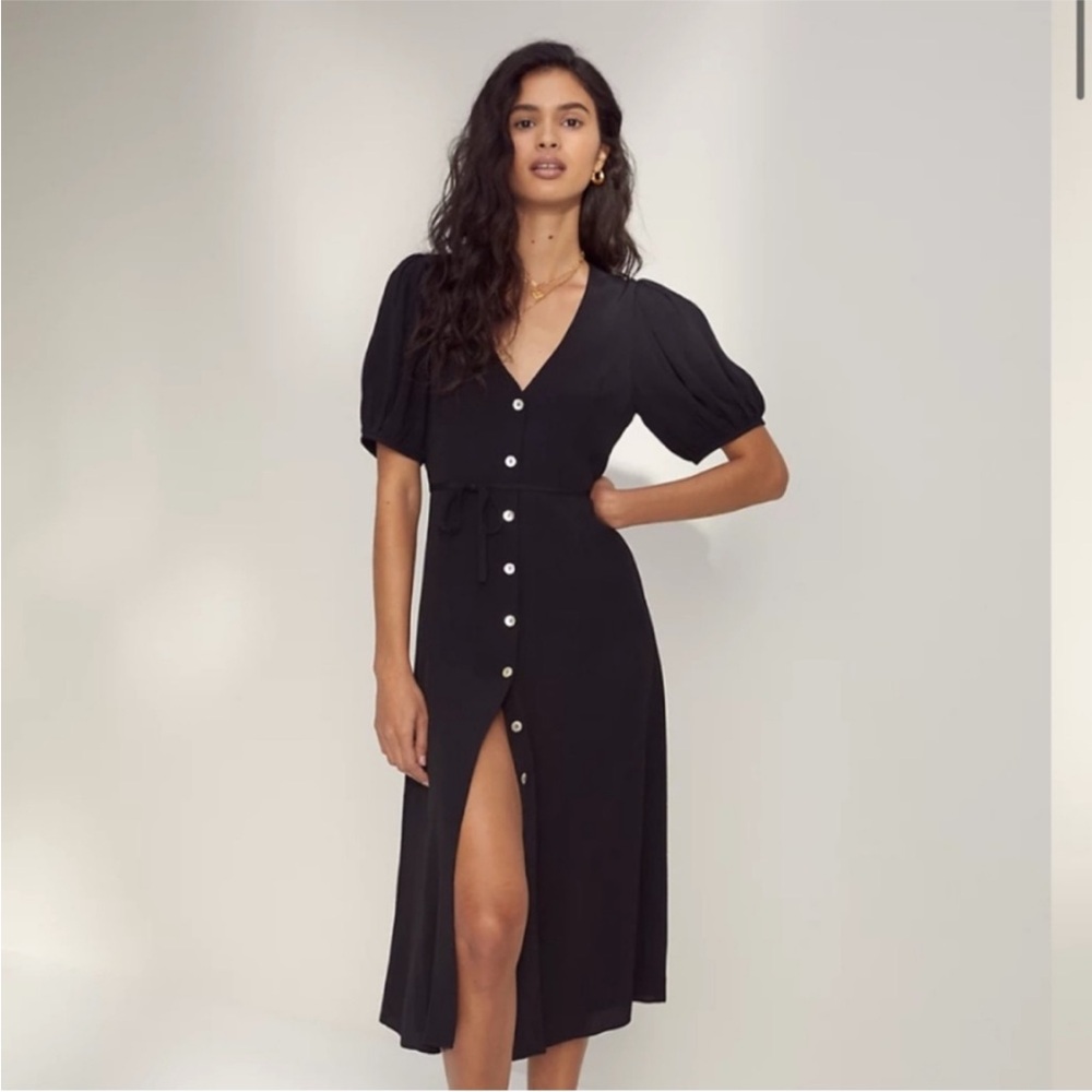 Aritzia Wilfred libretto black button front midi dress xxs
